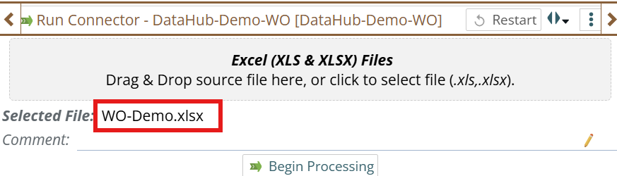 Shows file selected or drag & dropped